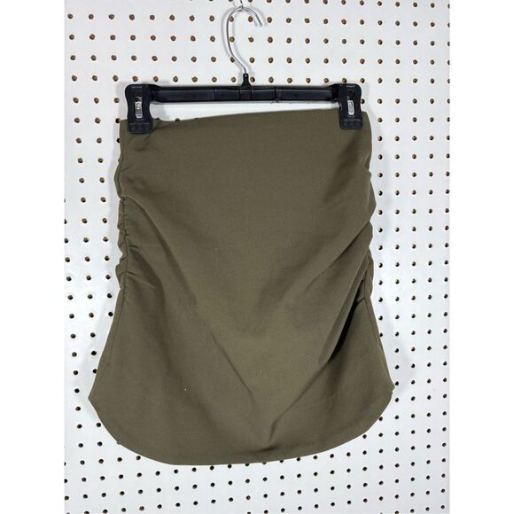Zara olive green ruched mini skirt size S - Picture 1 of 4